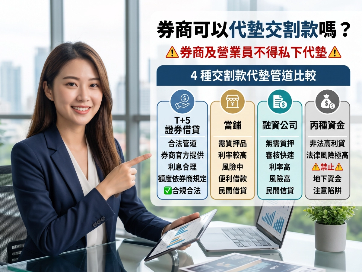 券商可以代墊交割款嗎?4 種交割款代墊管道比較