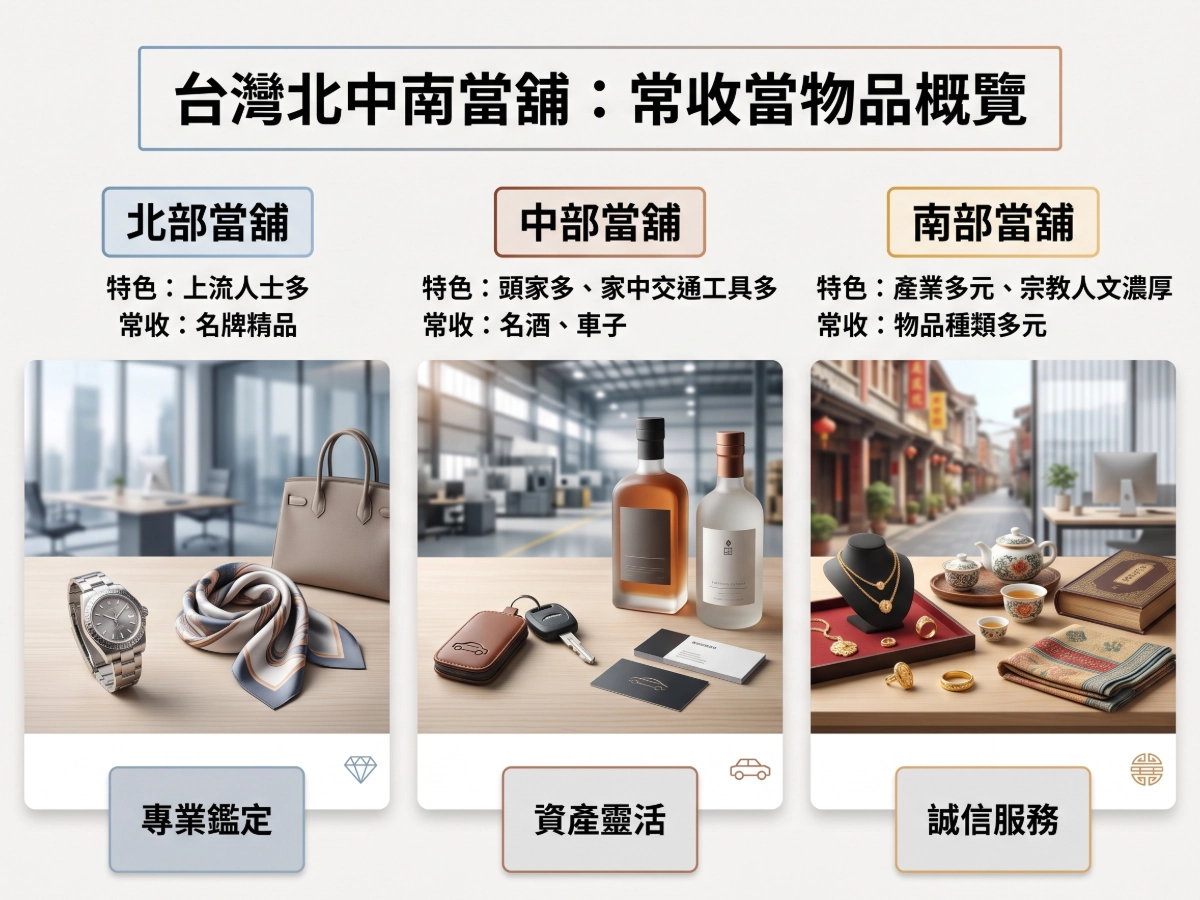 台灣北中南當舖，常收當什麼