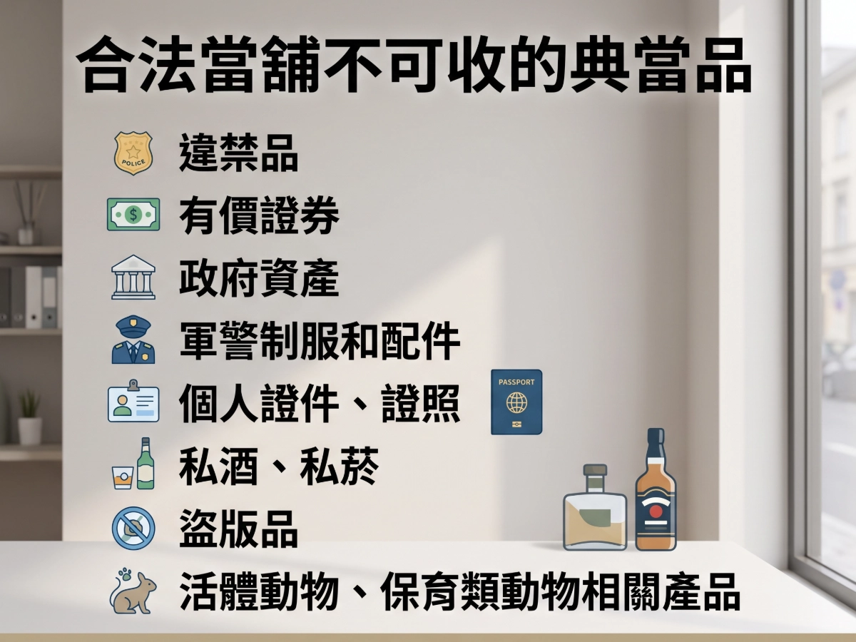 合法當舖不可收的典當品