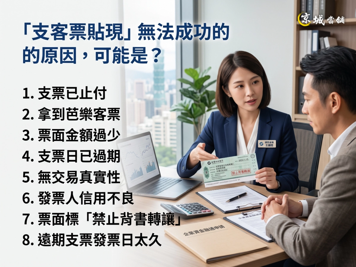 「支客票貼現」無法成功的原因