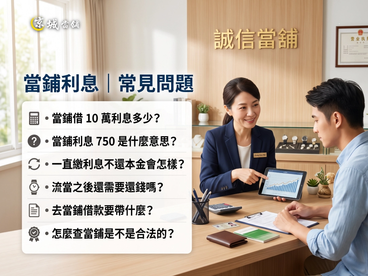 當鋪利息|常見問題