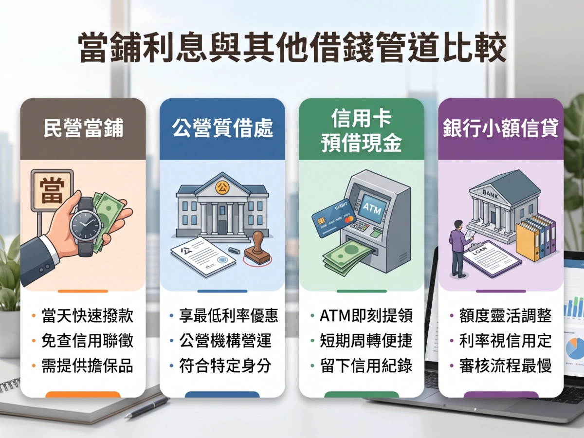 當鋪利息跟其他借錢管道比較