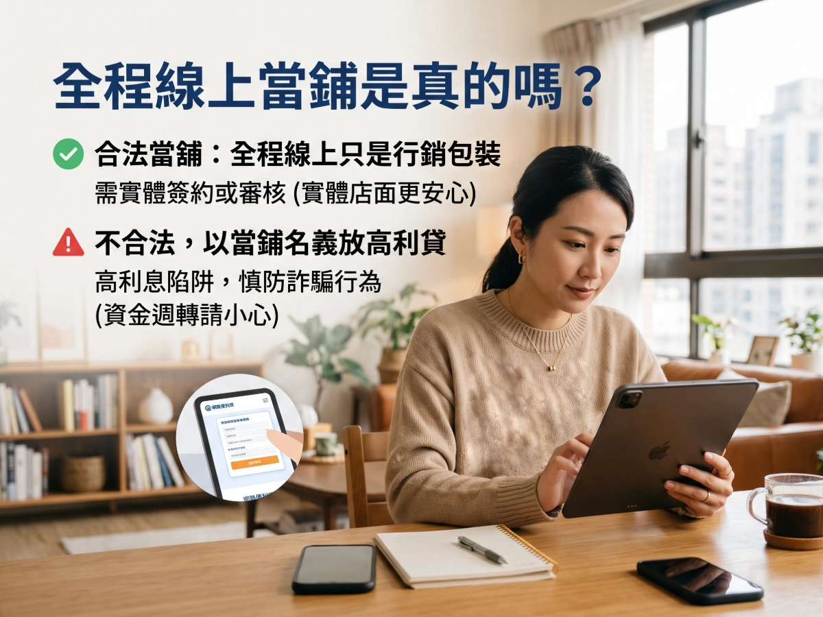 線上當鋪其實是「線上諮詢、線下辦理」