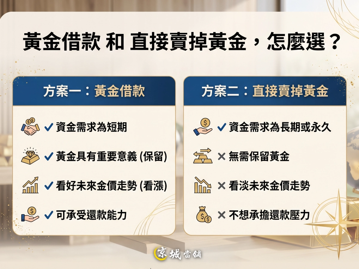 黃金借款和直接賣掉黃金，怎麼選